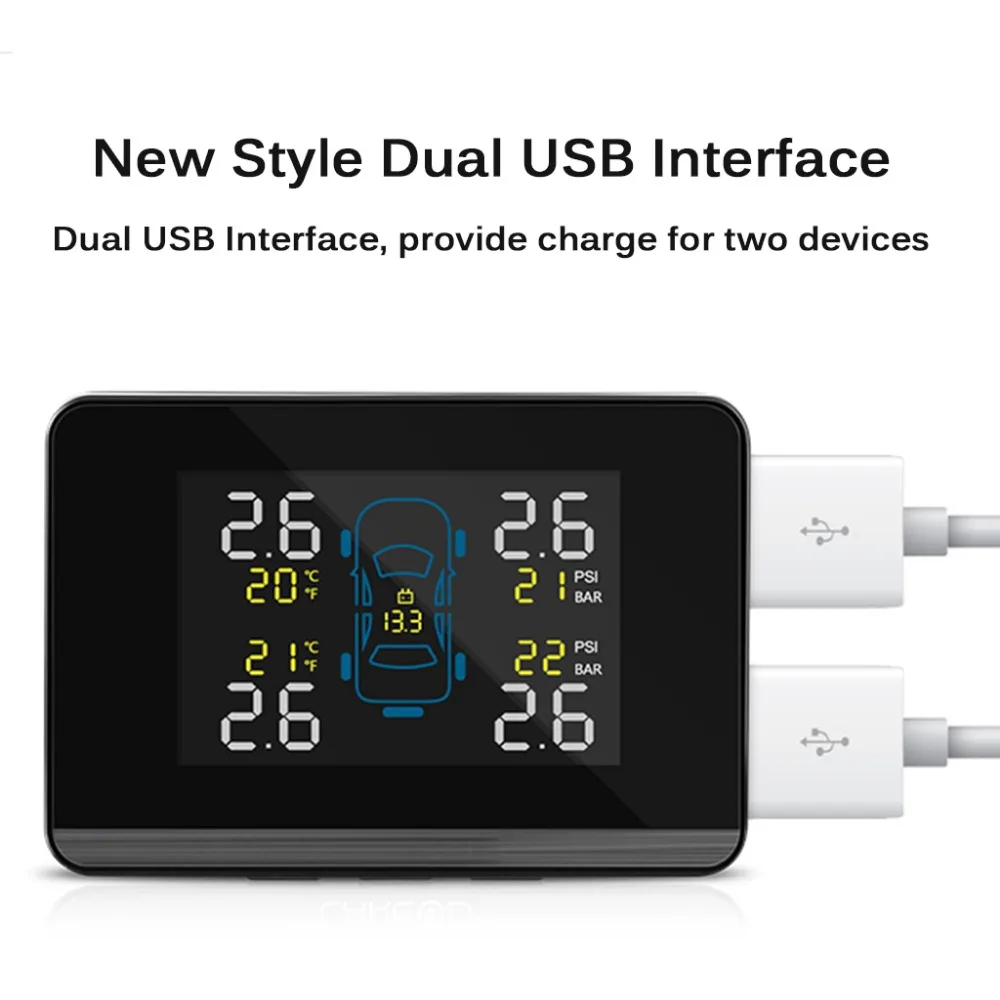 Careud автомобильный Tpms 2 Usb порта для смартфона беспроводной монитор давления в шинах Система сигнализации с 4 датчиками