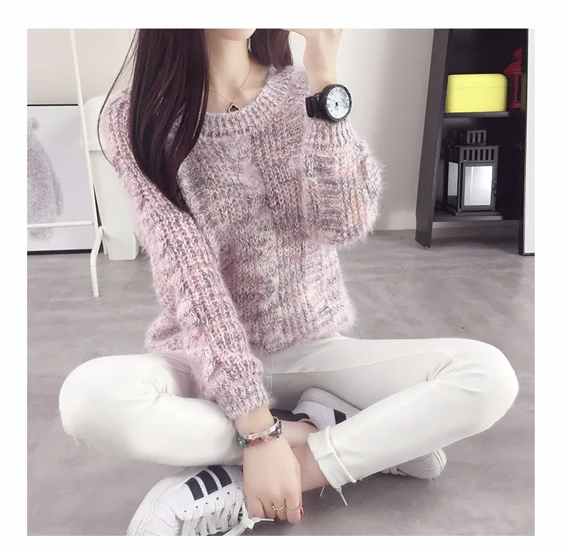 2021 Осень Зима Тонкий свитер женский пуловер с длинным рукавом вязаный Топы