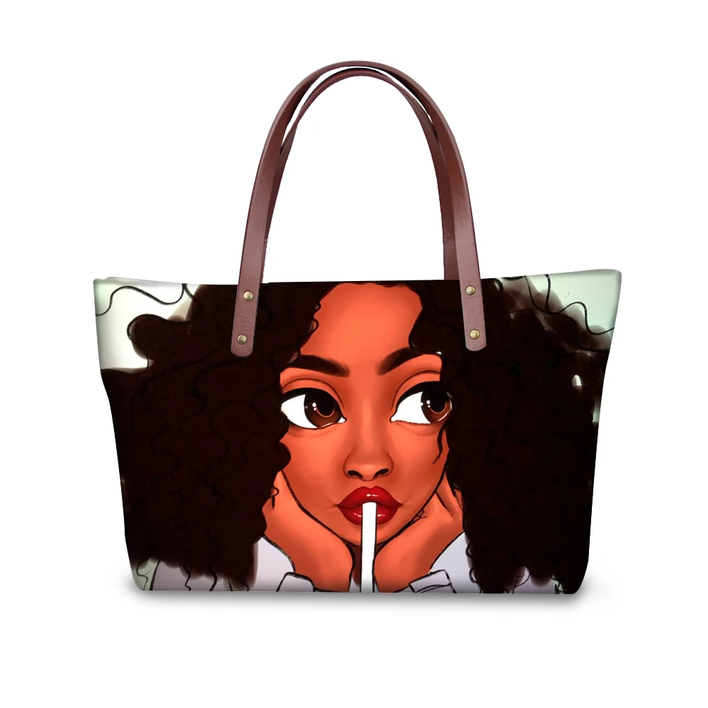 WHEREISART сумки женские мультфильм черный девушки Женский тоут африканские ручные