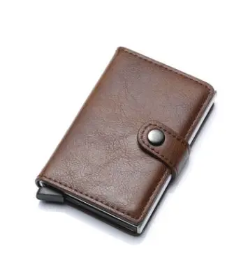 Dark brown wallets Автоматический кредитный держатель для карт s бизнес мужской чехол для ID карты модный RFID держатель для карт алюминиевые кошельки для банковских карт - Цвет: Dark brown wallets