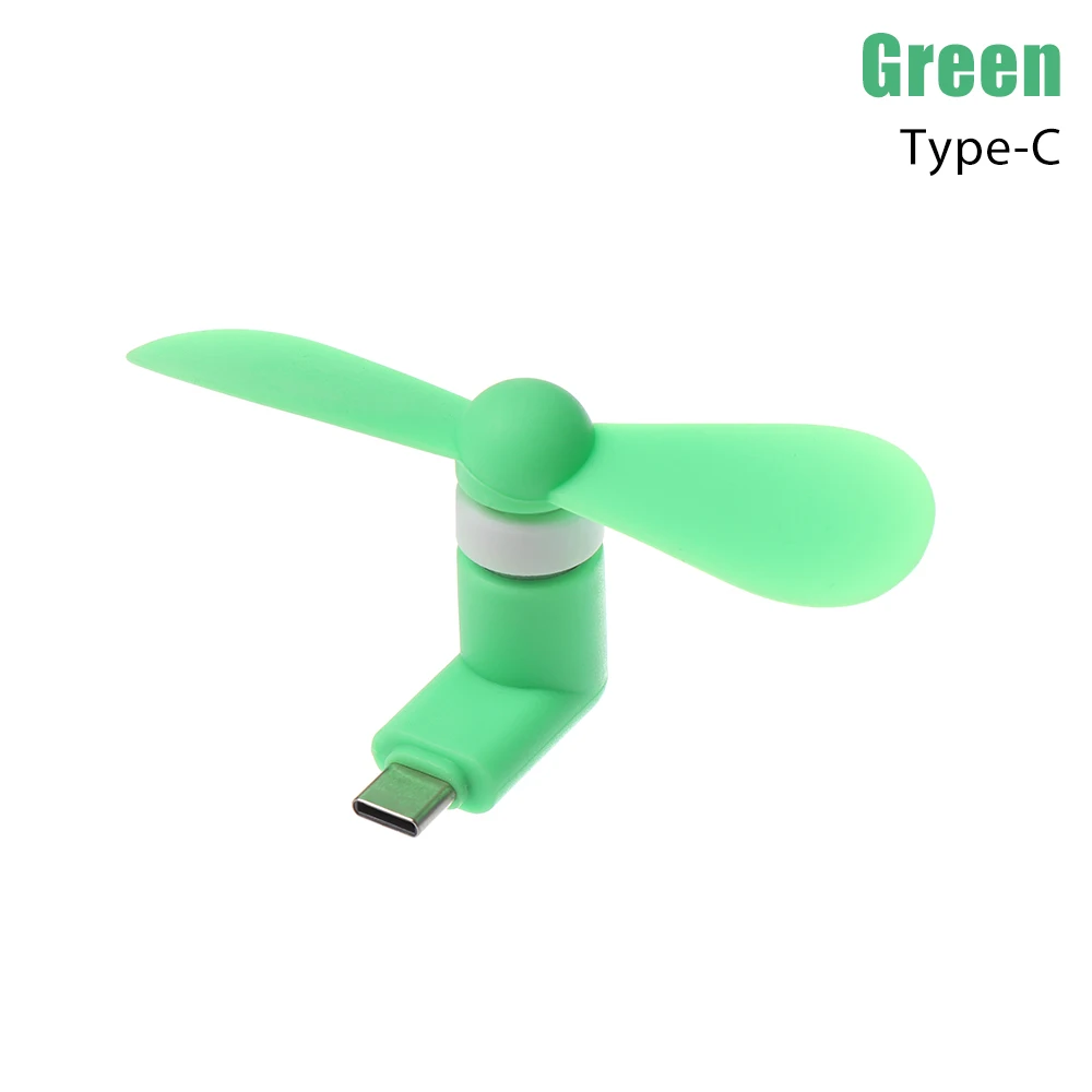 Green - Type C 1 шт. тип-c мобильный телефон мини вентилятор охлаждения супер немой для USB C/Micro USB/Android 4*9*1,5 см портативный мини вентилятор открытый инструмент - Цвет: Green - Type C