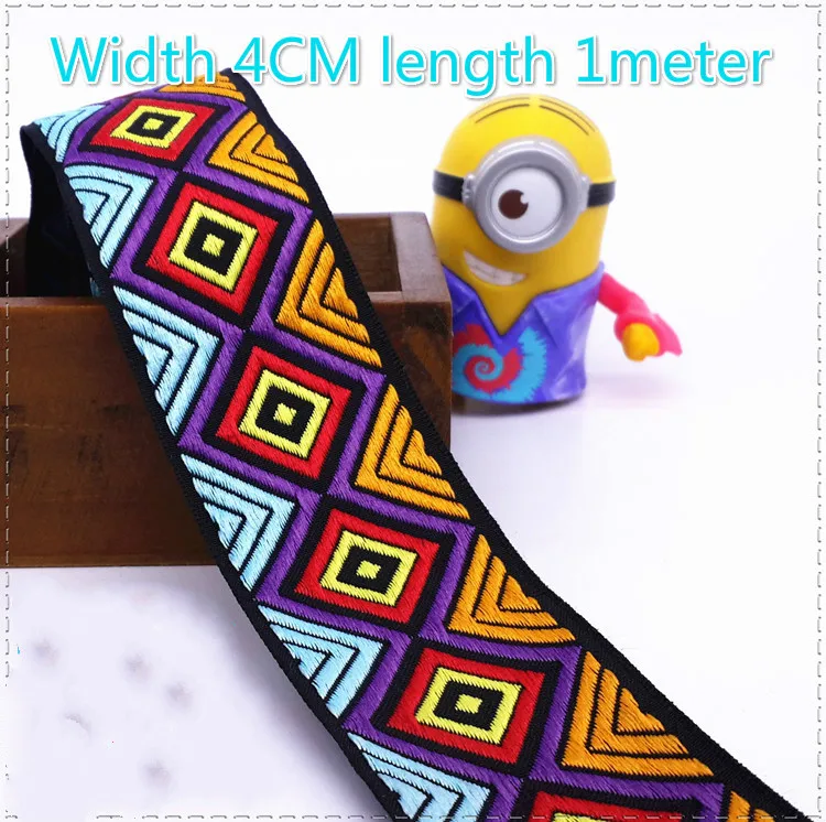 Новый узор вышивка 4 см Национальная плетеная жаккардовая лента из полиэстера