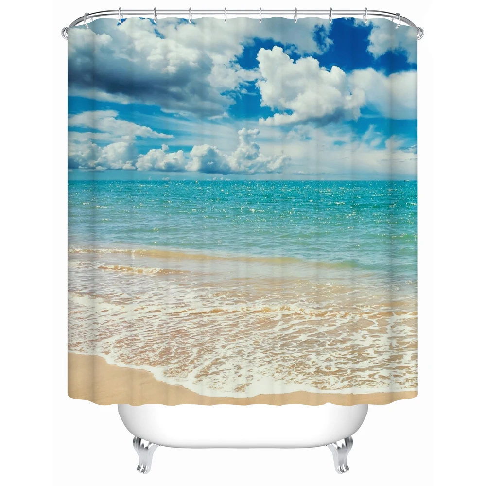 Летний праздник красивый вид на пляж занавеска для душа водонепроницаемых
