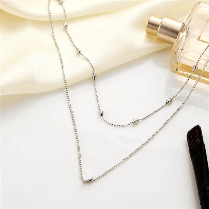 2017 New Fashion Cold Color Choker Necklaces Vintage Multi Layer Heart Pendant Collar Necklace for Women Boho Jewelry Hot | Украшения и