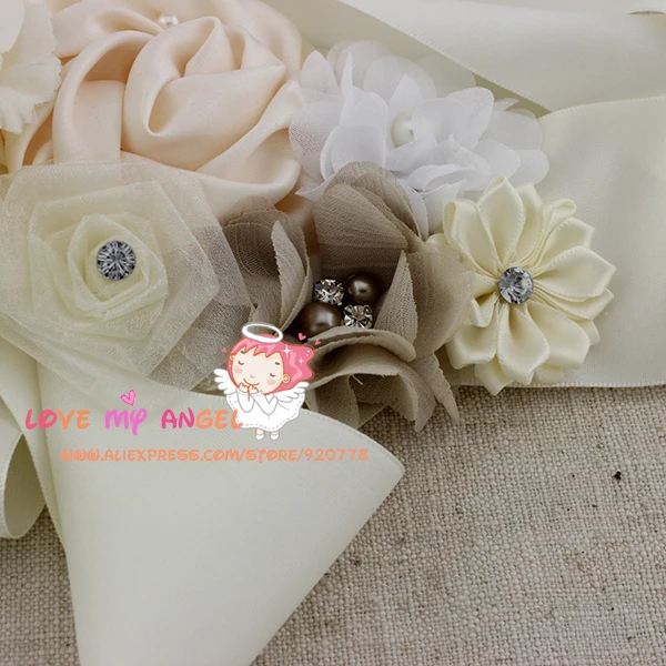 1 шт. цветочный свадебный пояс из слоновой кости ткань цветок с кружевом жемчуг