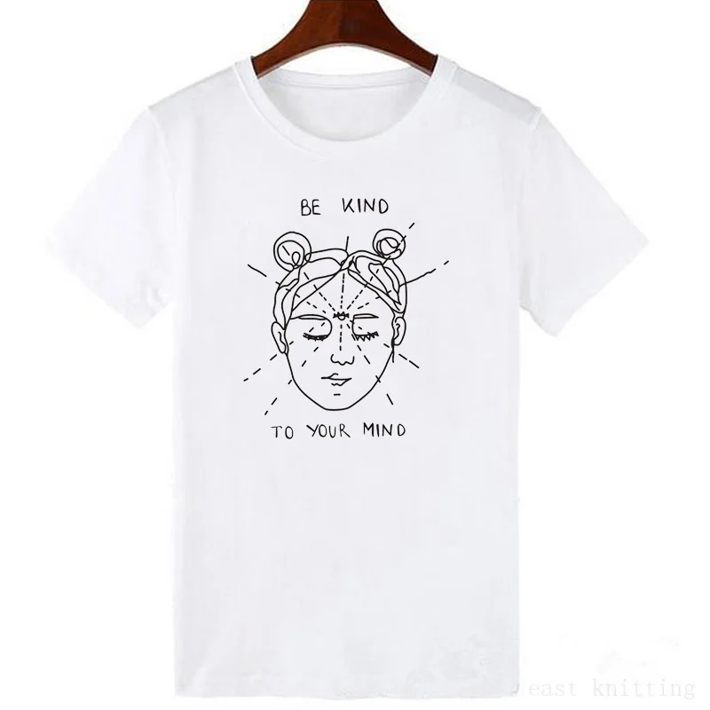 Футболка с коротким рукавом Be Kind To Your Mind забавная футболка рисунком летняя