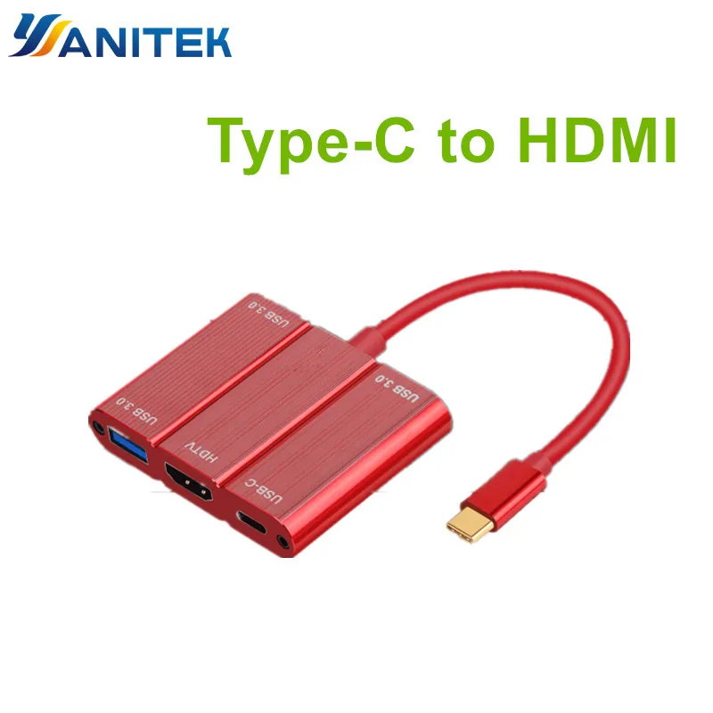 

NEW ! 5in1 Type C USB 3.1 Male To HDMI 3 USB 3.0 Type C Female Charging HDTV Cable Adapter Convertor For Macbook to TV Projector