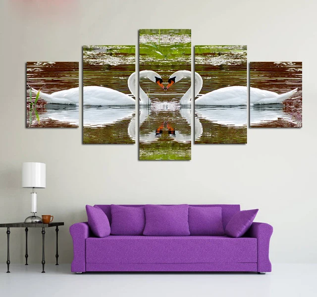 Heart of The Swan Unframed 5 Panel Canvas Painting for Living Room Home Decoration High Quality Wall Art Print Poster | Дом и сад