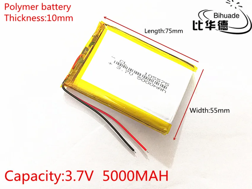 SD 3.7V 5000mAh 105575 Polymer Lithium LiPo Rechargeable Battery For GPS PSP DVD PAD E-book