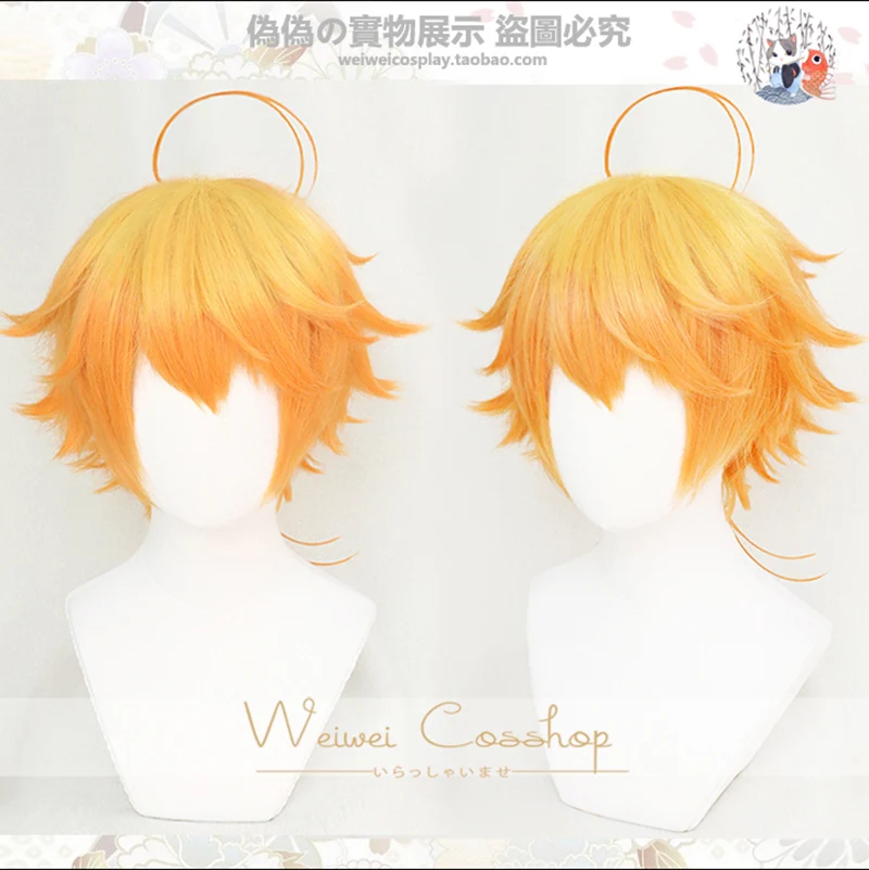 

The Promised Neverland Yakusoku no Neverland Emma Short Blonde And Orange Hair Cosplay Costume Wig + Free Wig Cap