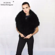 Linhaoshengyue 2017 Real fur Ostrich hair women  shawl warm All-match fashion freeshipping  160cm