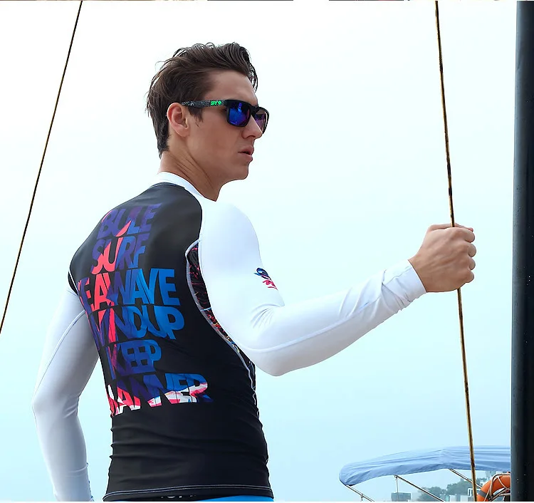 Men Lycra Uv Protection Swim Shirts Surfing Suit Clothes Tops Sleeves Long Sleeve Sun | Спорт и развлечения