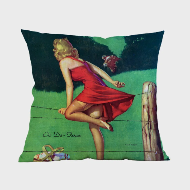 Модный сексуальный женский постер Pinup Girl чехол для подушки с принтом современный домашний декоративный чехол для подушки винтажная хлопковая льняная Автомобильная подушка