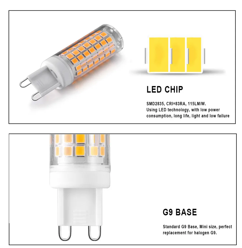 TADIRAN G9 светодиодный светильник без мерцания AC220V 75 S 2835SMD 5 Вт свет яркий шарик