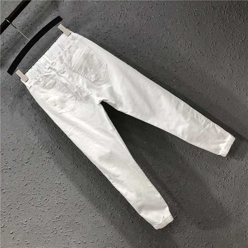 2020 весенне-летние женские повседневные белые джинсы с высокой талией корейская