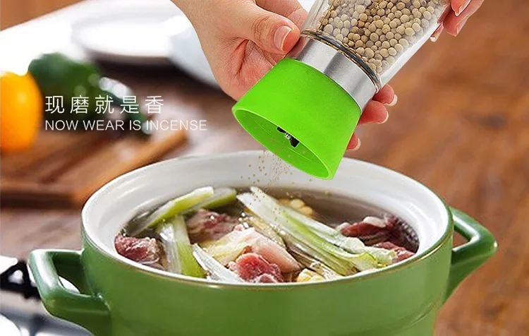 Мельница для соли и перца стеклянная бутылка внутри резак меди твердая