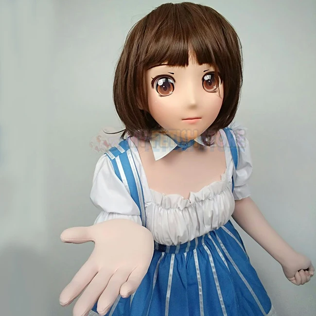 (Jiang 41) Женская милая девочка резиновая полуголовая маска кигуруми с BJD глазами