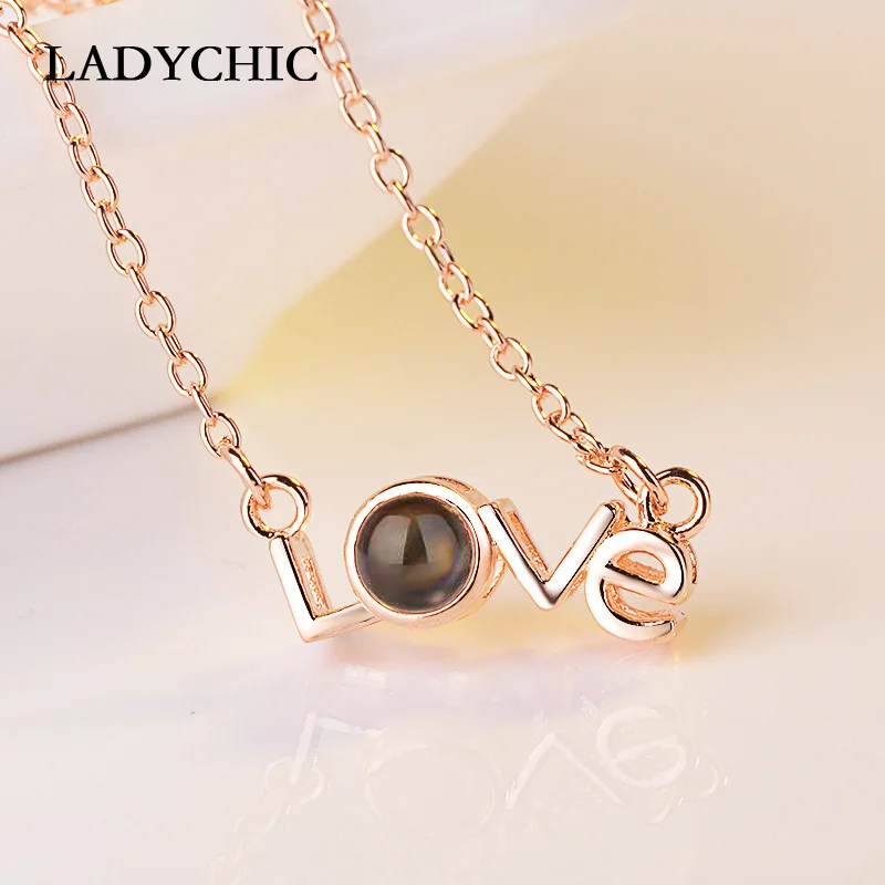LOVE Rose Gold Розовое золото и серебро 100 языков я люблю тебя проекция индивидуальный кулон, ожерелье история любви подвижное ожерелье s Прямая поставка - Окраска металла: LOVE Rose Gold