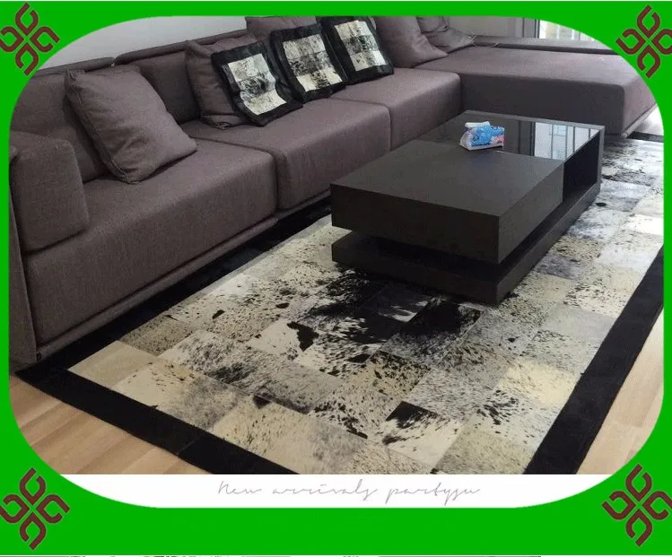 

Fashionable art carpet 100% natural genuine cowhide leather area rug