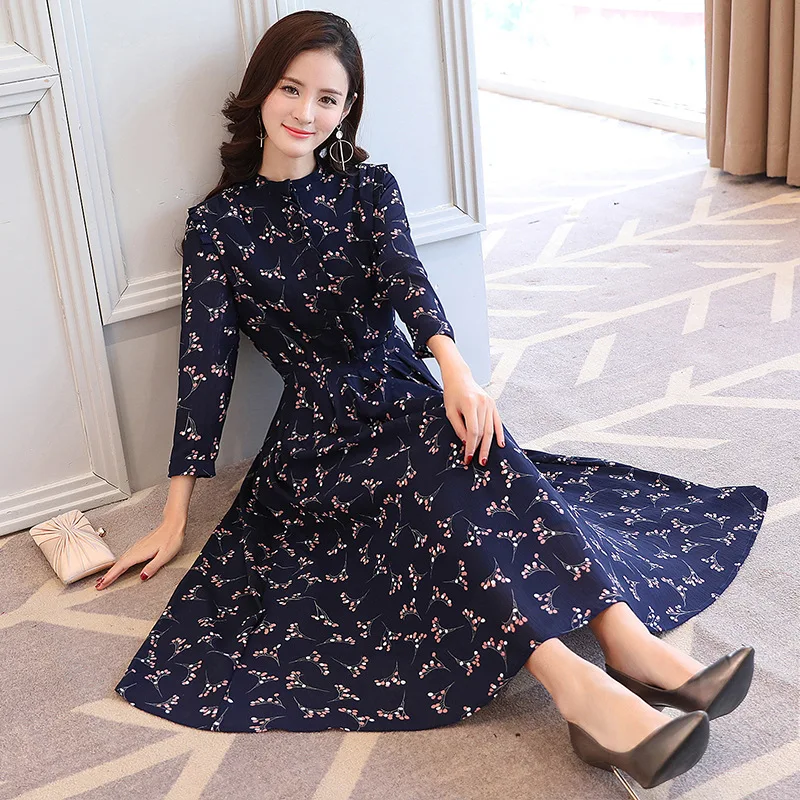 Women sexy chiffon clothing 2017 hot sale O-neck long sleeve beach style vestidos women casual spring autumn skirts 1887 | Женская