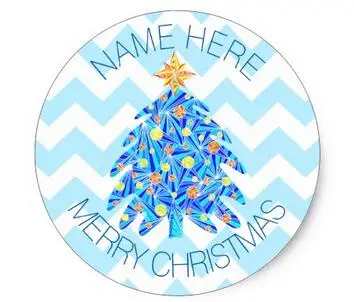 

1.5inch Blue Christmas Tree Colorful Holiday Personalized Classic Round Sticker
