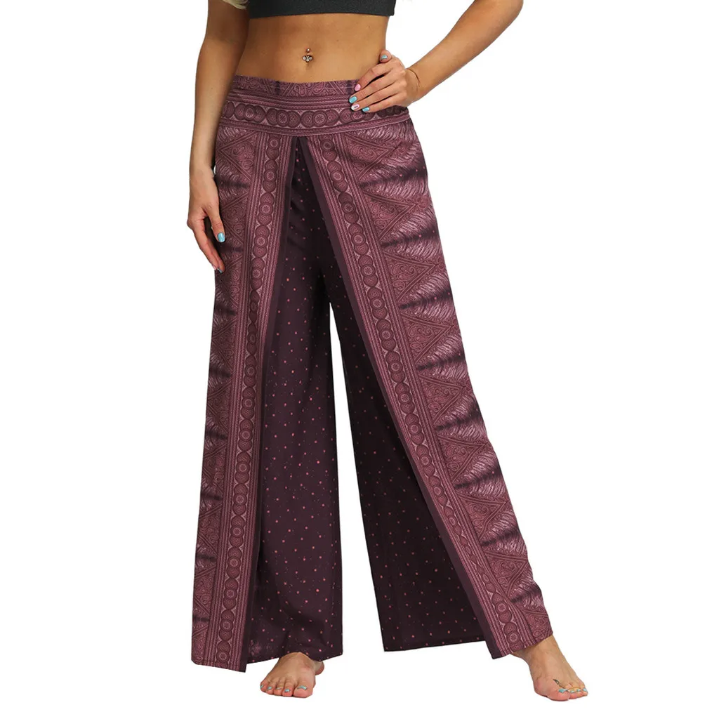 E Для женщин pantalon femme шаровары, панталоны mujer pantalones de mujer уличная Повседневное летние свободные мешковатые брюки Бохо Z4 - Цвет: E