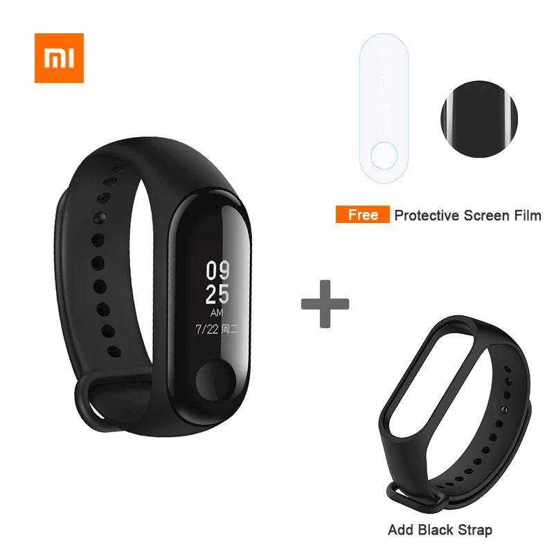 Add Black Strap Xiaomi mi-браслет 3 Смарт-Браслет фитнес-трекер умный Браслет 0,7" OLED сенсорный экран 50 м водонепроницаемый mi Band 3 - Цвет: Add Black Strap