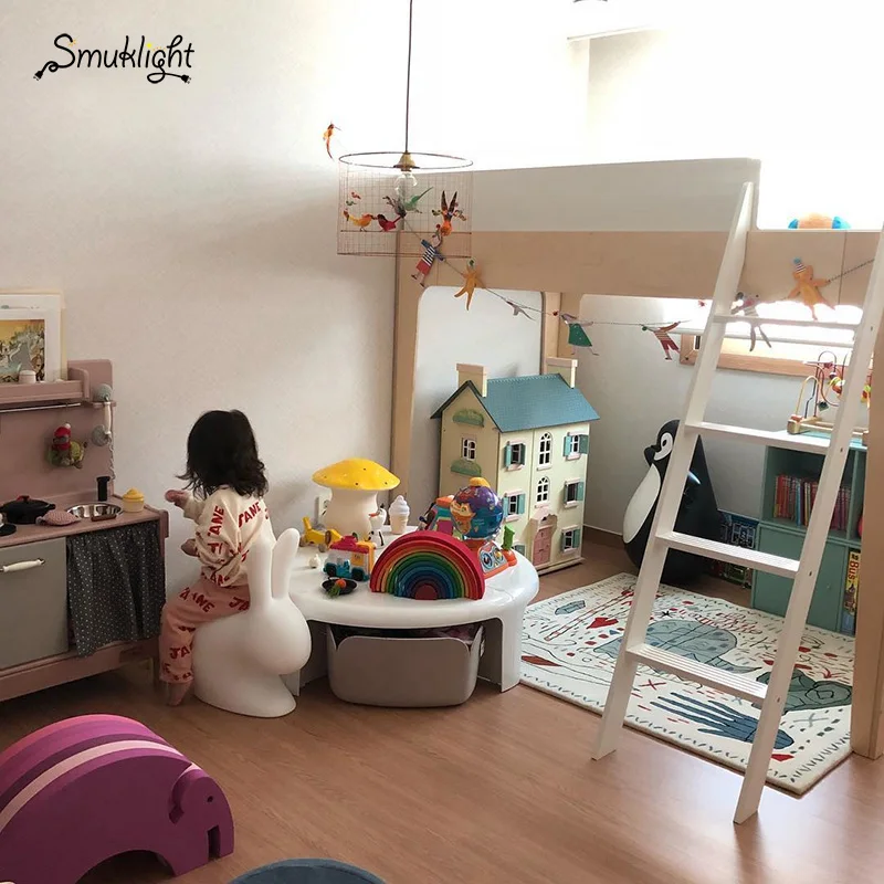 Скандинавский современный подвесной светильник из кованого железа с птицами LED