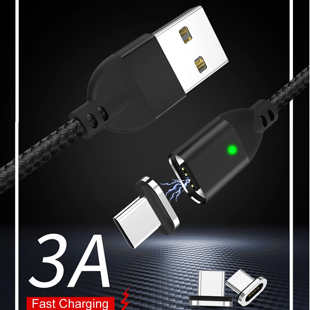 Новый MAX 3A USB кабель для быстрой зарядки и передачи данных Магнитный зарядный