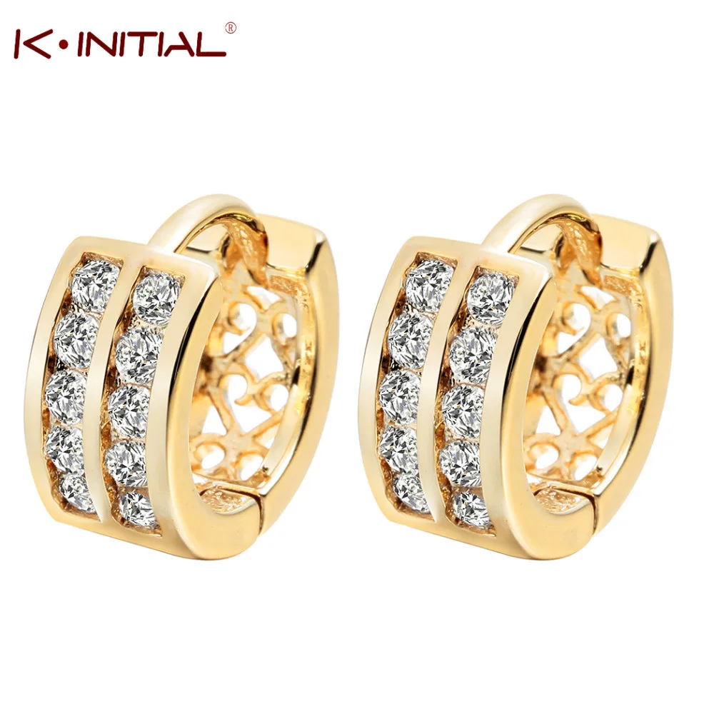Kinitial выдалбливают двойные линии серьги с каналом моды Huggie круг круглые Brinco