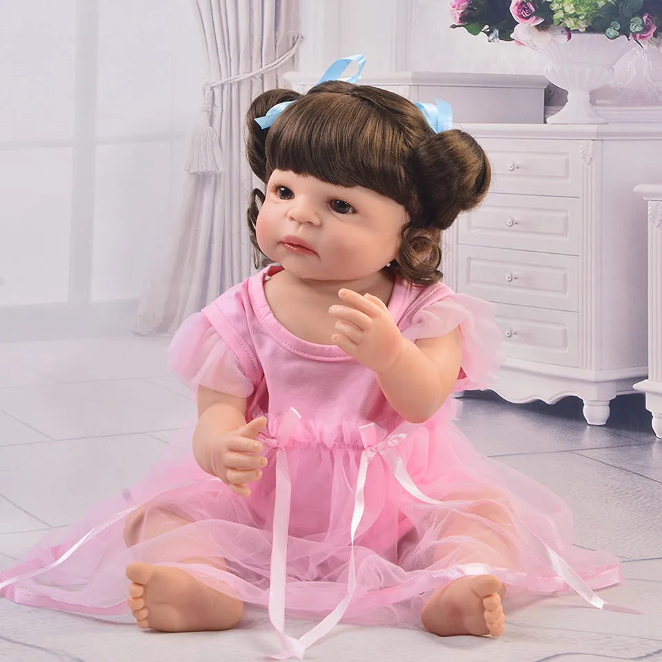 55 см полностью силиконовая кукла Bebes Reborn girl виниловая для новорожденных принцесс