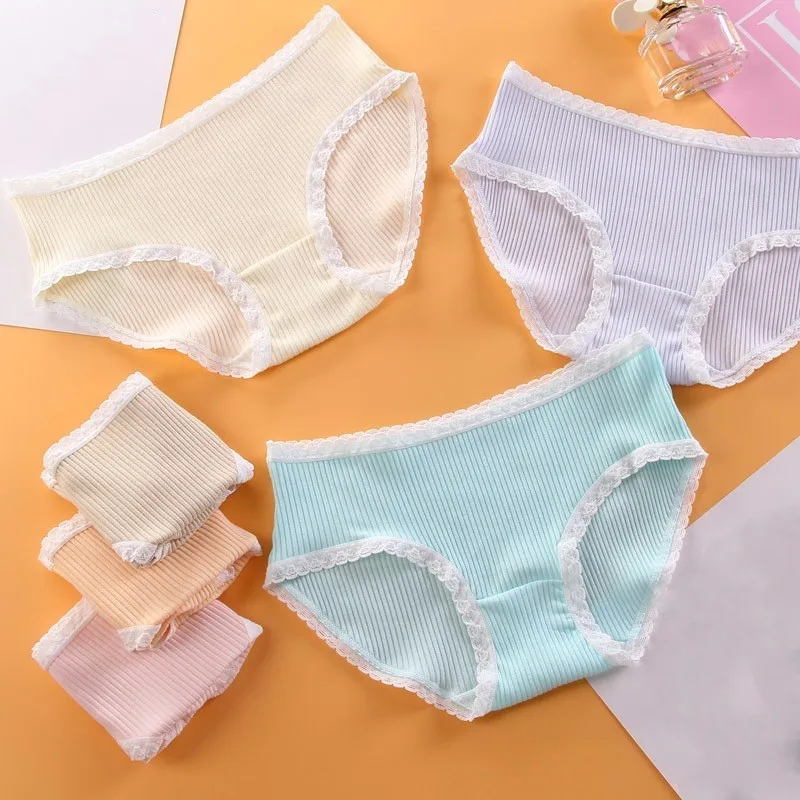5 шт./лот пикантные женские трусики нижнее белье из хлопка 95% милое кружевное