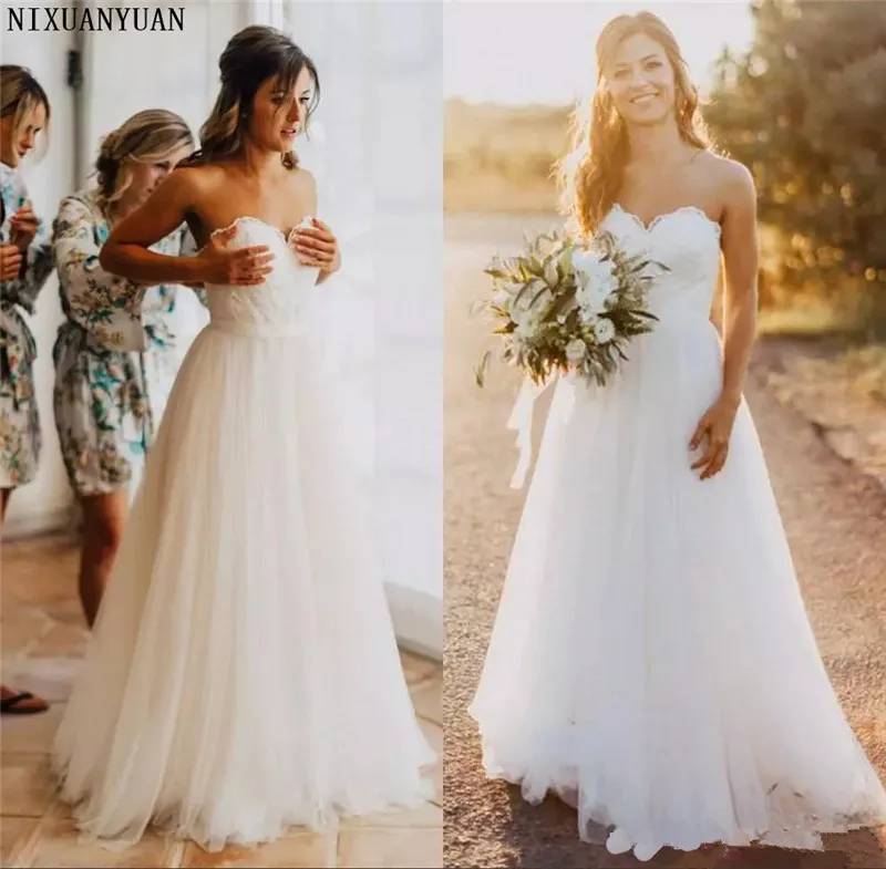 2021 пляжное свадебное платье трапециевидной формы без бретелек Vestido De Noiva Praia