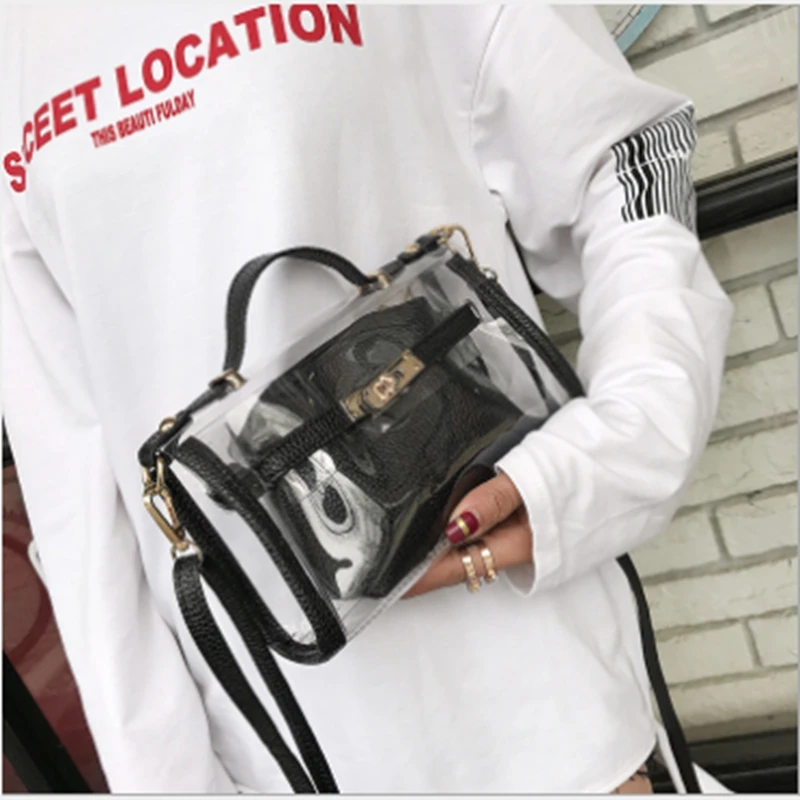 2019 Женская Холщовая Сумка на плечо модная прозрачная сумка сумки Желейная