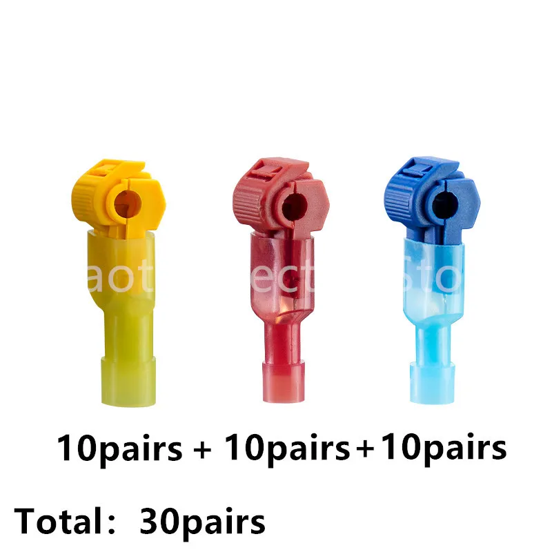 30 pairs 60PCS 10 Вт, 30 Вт, 40/60 шт., коннекторов для электрических проводов, разъемы и клеммы для проводов, обжимная Клемма быстрый зажим для 22-10AWG проводов, разъемы и клеммы для проводов, комплект набор инструментов - Цвет: 30 pairs 60PCS