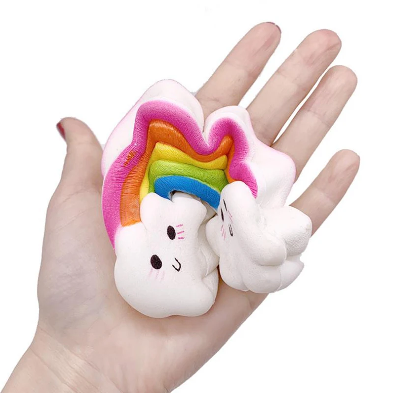 Kawaii Smiley Rainbow мягкое медленно поднимающееся имитационный хлеб торт мягкое ароматизированное облегчение стресса игрушки 15,5x8,5 см