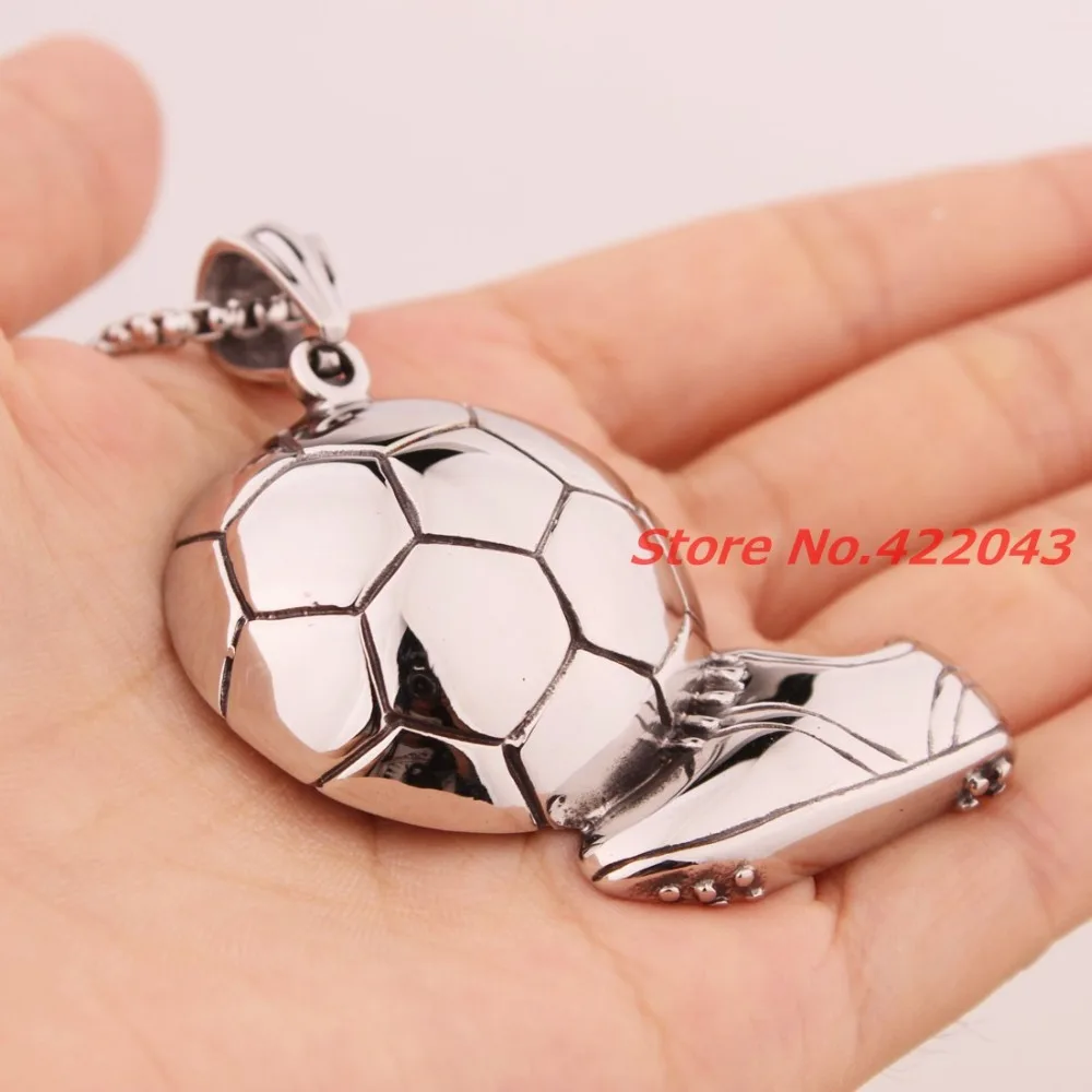 

55*40mm Football stainless steel necklace for mens womens 316L pendant Necklace biker Silver color jewelry wholesale dropship