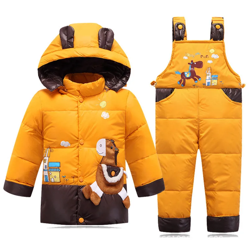 Троянские декоры зимняя одежда для малышей уплотненные куртки на утином пуху +