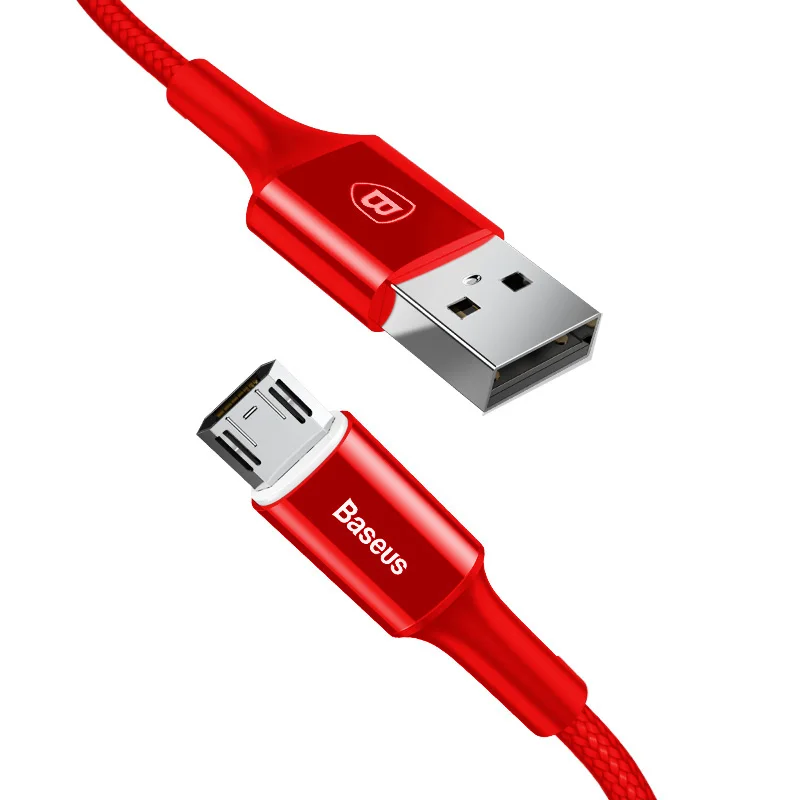Двусторонний Micro USB кабель Baseus для samsung S7 светодиодный зарядный кабель Micro usb для мобильного телефона Xiaomi Redmi 4X Note 4 - Цвет: RED