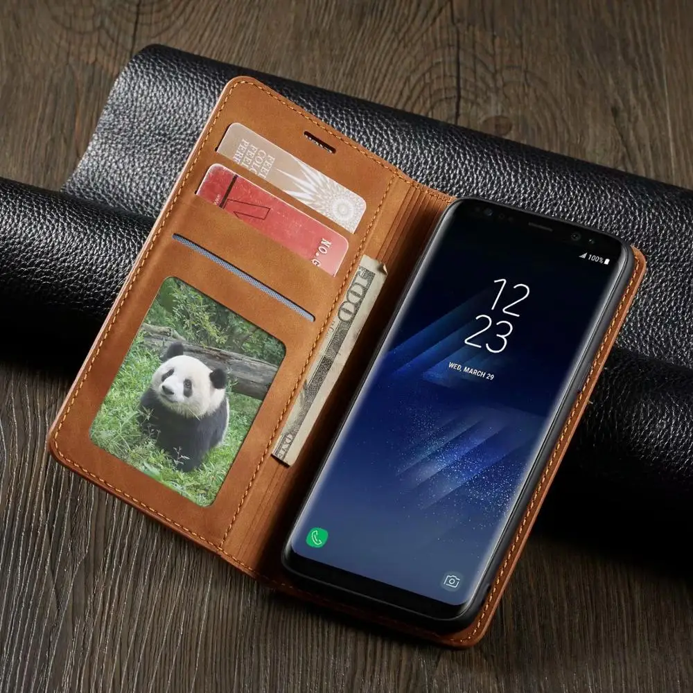 Роскошный Магнитный кожаный чехол для Samsung Galaxy S8 S9 S10e Plus 5G Note 9 с откидной крышкой и
