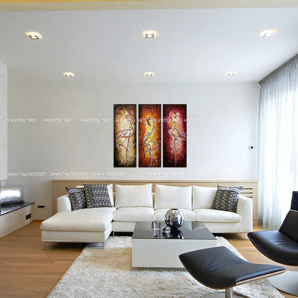 Лидер продаж 3 панели расписанные вручную балетная танцовщица абстрактная