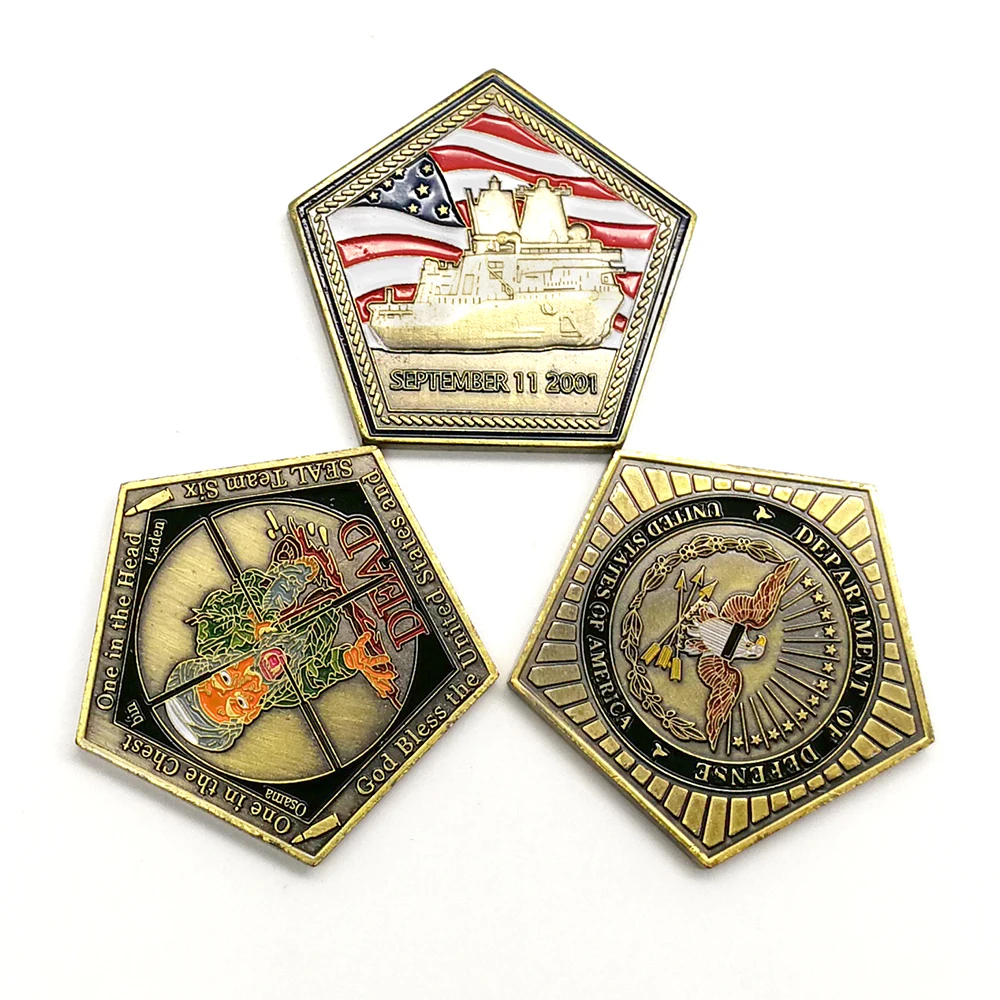 Набор из 3 предметов американские армейские монеты с пентагоном 911 USS сувенирная