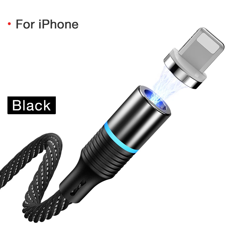 CAFELE 3A Быстрая зарядка Micro usb type C кабель Магнитный кабель для iPhone Xr Xs Max X магнит зарядное устройство для samsung huawei Xiaomi 9 - Цвет: Black For iPhone