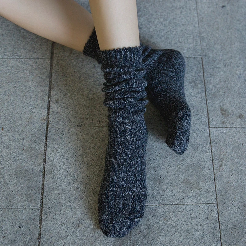 Однотонные Хлопковые женские классические вязаные носки до колена | Женская