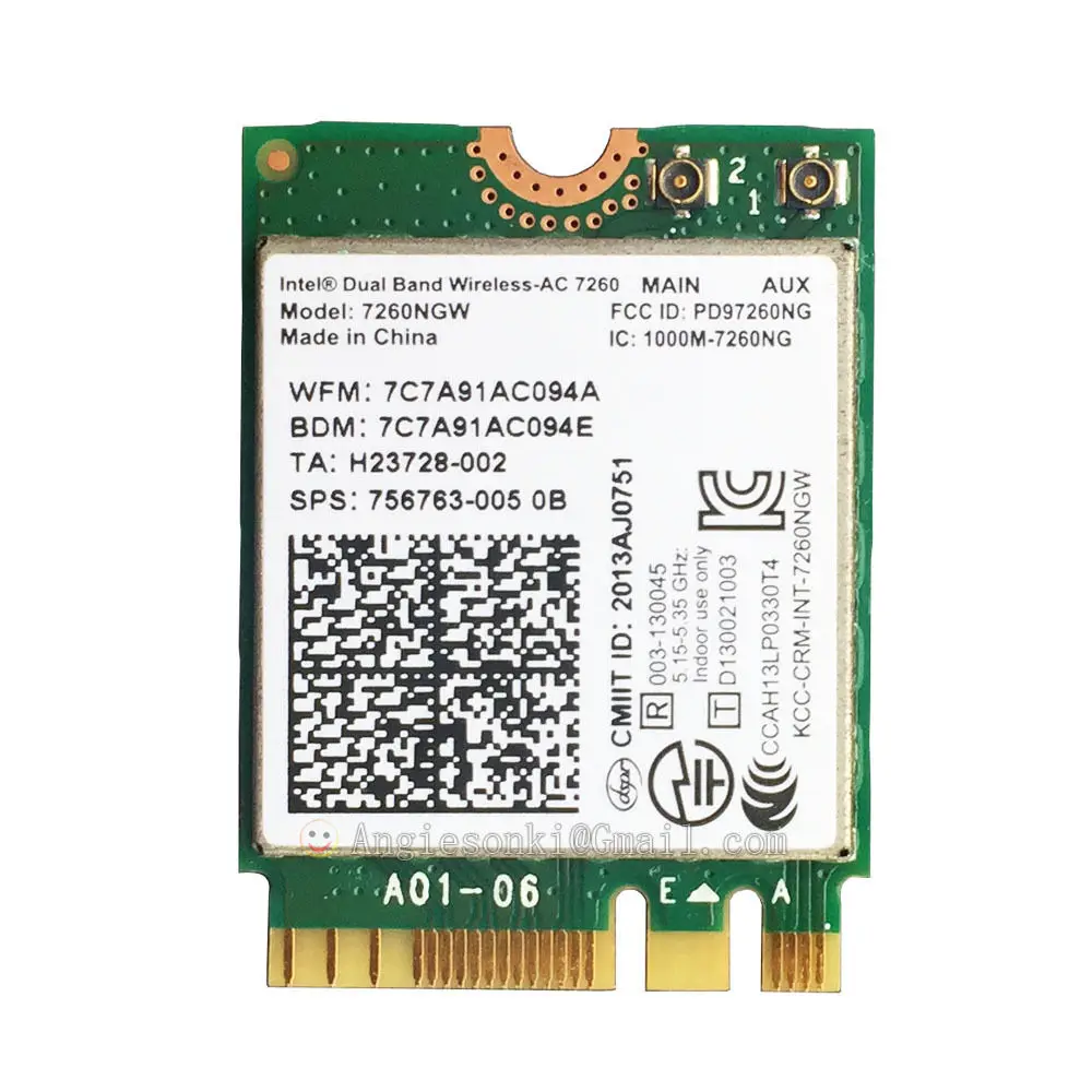7260NGW беспроводной AC 7260AC NGFF 802.11ac 867 Мбит/с Wifi + Bluetooth BT 4 0 M.2 карта Intel 7260 для HP Pro X2 612 G1