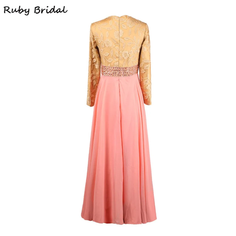 Ruby Bridal 2017 мусульманское вечернее платье хиджаб с бусинами на талии шифоновое для
