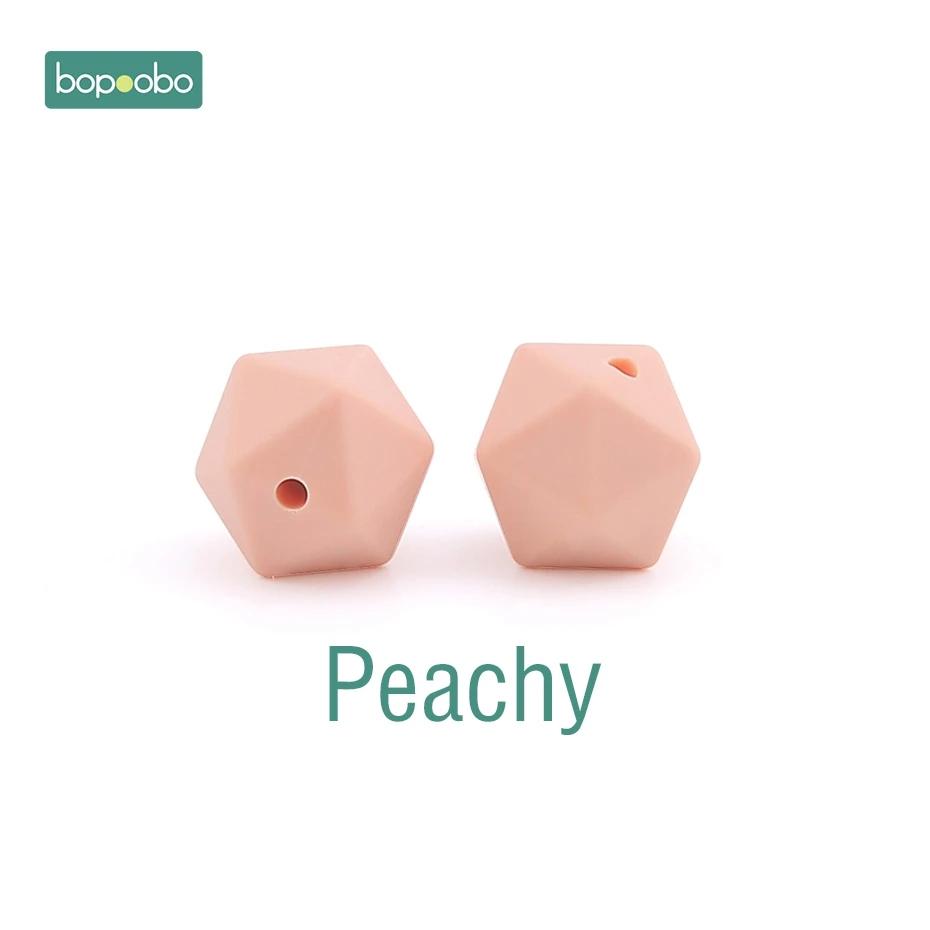Peachy Bopoobo 10 шт. 14 мм шестигранные силиконовые бусины детский Прорезыватель экологичный BPA Бесплатно Детские Прорезыватели для прорезывания зубов, цепочки, бусины для малышей - Цвет: Peachy