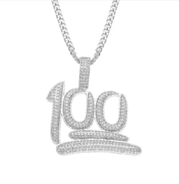 Новые мужские роскошные микро проложить Iced Out кубического циркония 100 процентов кулон ожерелье Модные очаровательные ювелирные изделия с 3 мм кубинской цепочкой - Окраска металла: silver