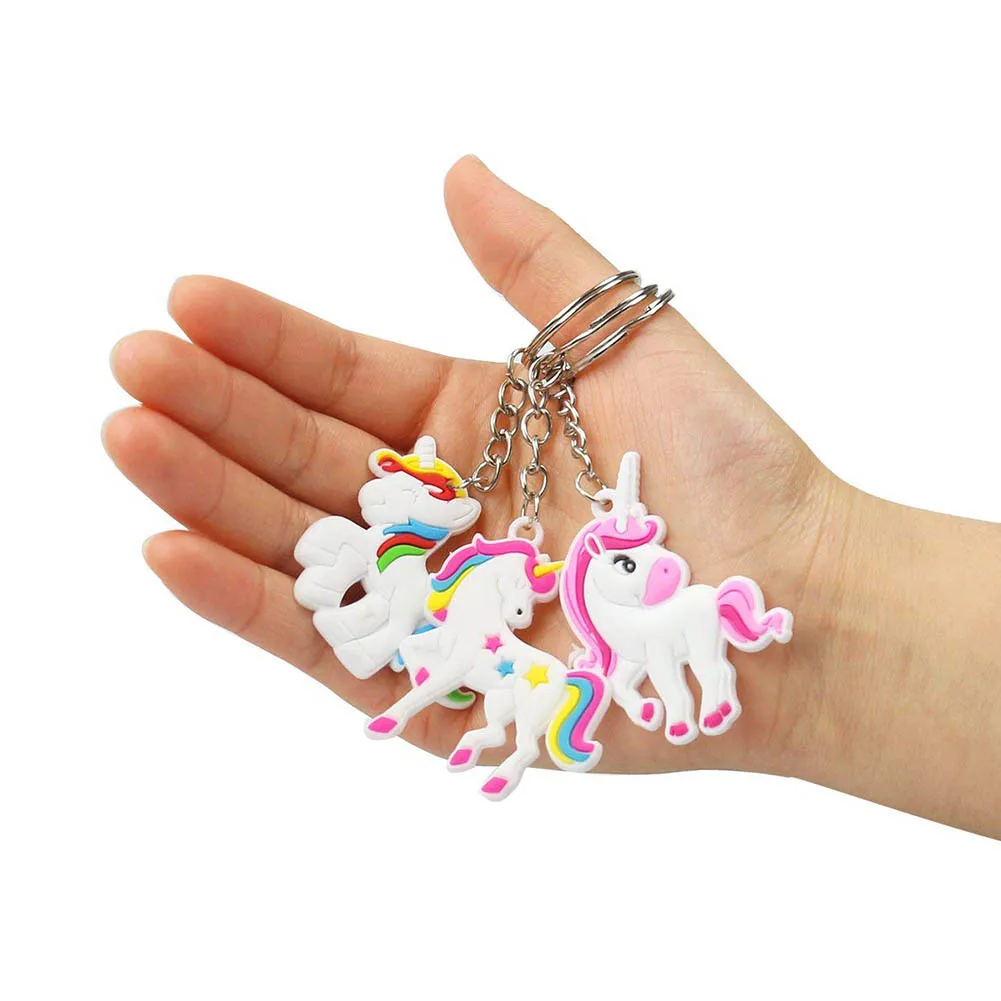 12 Pcs Lovely Unicorn Bracelet And Keychain Rubber Wristbands Pendant Keyring For Girls Unicorn-Themed Party Supplies Fa | Украшения и