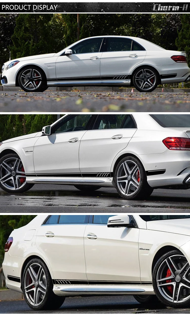 507 стиль боковые полосы наклейка для Mercedes Benz W212 E 63 класс AMG E300 E350 E500-черный/серебристо-серый/белый стикер s